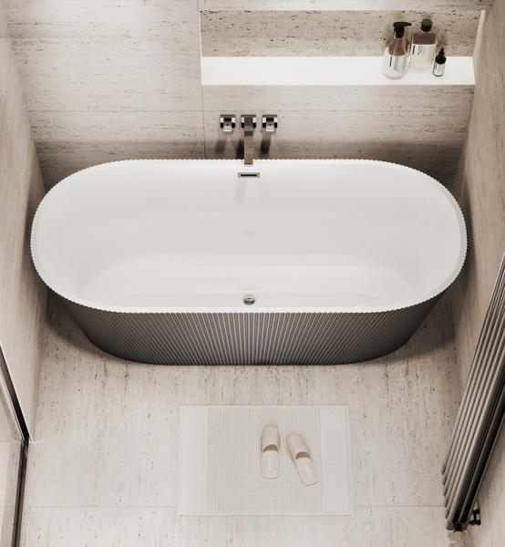 Ванна отдельностоящая Grossman Forta GR-27021MB (170х75х58) цвет черный/белый матовый,1 место