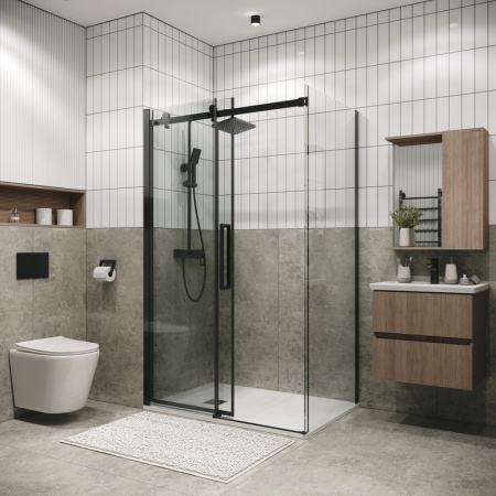 Душевое ограждение Grossman Classic 100.K33.04.110.42.00-200.K33.04.80.42.00 (110х80х195) раздвижная,графит сатин,стекло прозрачное,2 места