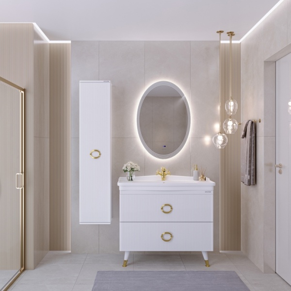 Тумба напольная "АТРИО-105 см" с 2-я ящ. белый глянец (ум.МОДЕРН-105)