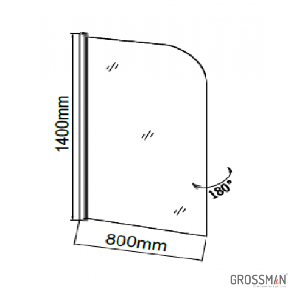 Шторка для ванны Grossman GR-100P