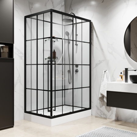 Душевая кабина Niagara Standart ST120/80/15QR/KL/BKT (120х80х225) поддон низкий(15см),черный,стекло прозрачное,3 места