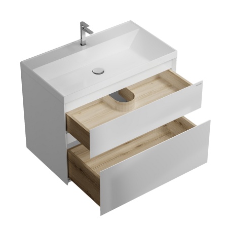 Тумба подвесная "МЕРКАДО-80 см" с 2-я ящ. белая матовая (ум. Classica-80)