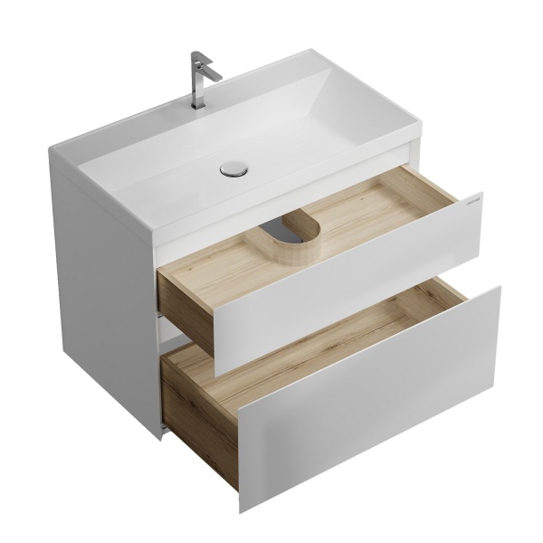 Тумба подвесная "МЕРКАДО-80 см" с 2-я ящ. белая матовая (ум. Classica-80)