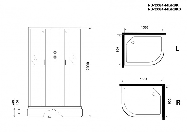Душевая кабина Niagara NG 33394-14RBK Без крыши