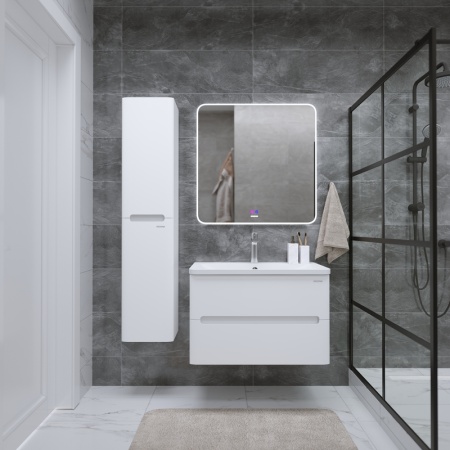 Тумба подвесная "АДЕЛЬ-НОРМА-80 см" с 2-я ящ. белый глянец (ум. Aдель-80)