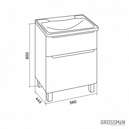 Тумба напольная Grossman АДЕЛЬ-60 см с 2-я ящиками белая