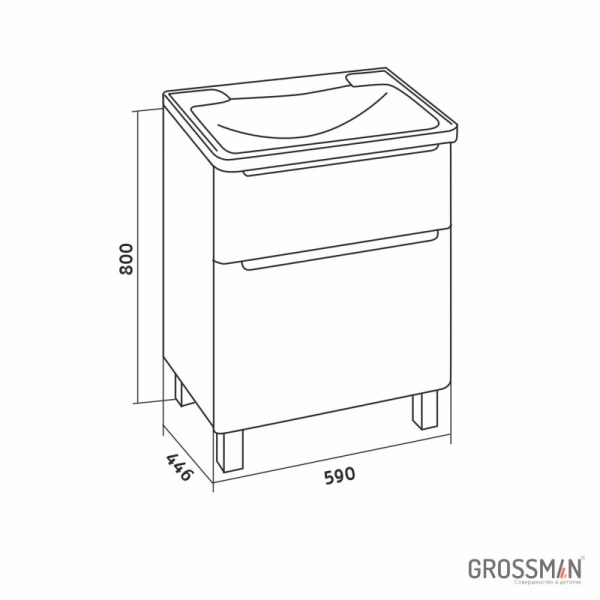 Тумба напольная Grossman АДЕЛЬ-60 см с 2-я ящиками белая