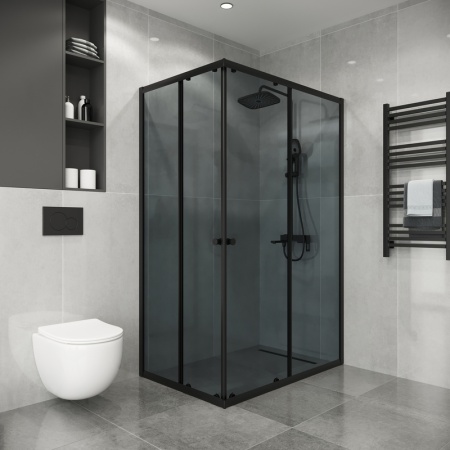 Душевое ограждение Niagara Eco NG-1129-14QT (120х90х190) прямоугольник,раздвижное,черный,стекло тонированное,1 место