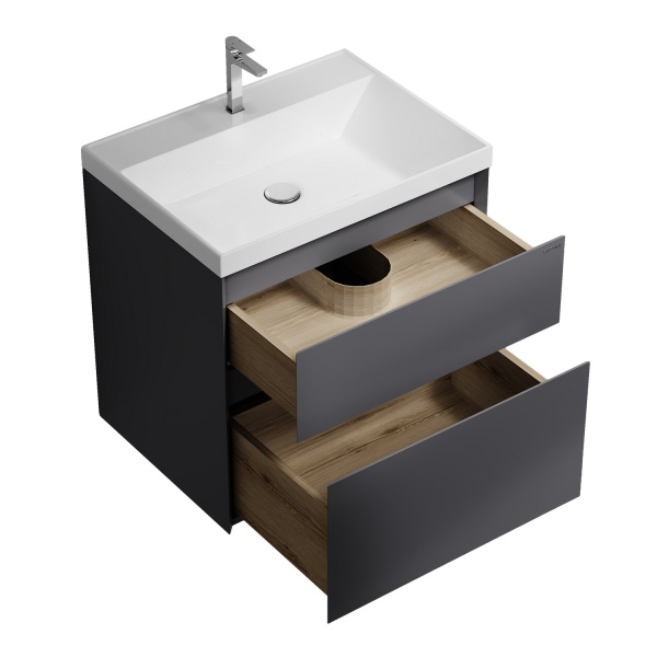 Тумба подвесная "МЕРКАДО-60 см" с 2-я ящ. графит матовая (ум. Classica-60)