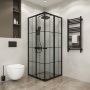 Душевое ограждение Niagara Eco NG-1010-14QKL (100х100х190) квадрат,раздвижное,черный,стекло клетка,1 место