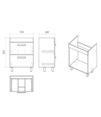 Тумба напольная "НЕО-60 см" с 2-я ящ. белая (ум.Фостер-60)