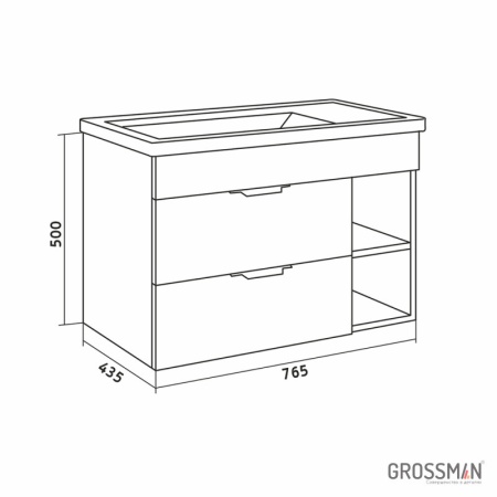 Тумба подвесная Grossman ФОРТА-80 см дуб галифакс