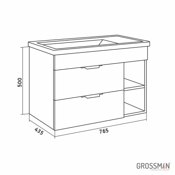 Тумба подвесная Grossman ФОРТА-80 см дуб галифакс