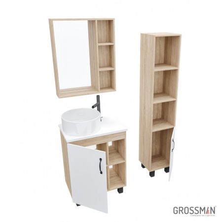 Тумба напольная Grossman ФЛАЙ-60 см дуб сонома/белая