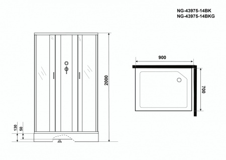 Душевая кабина Niagara NG 43975-14QBKG Без крыши