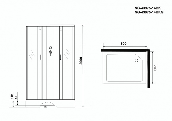 Душевая кабина Niagara NG 43975-14QBKG Без крыши
