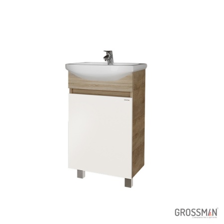 Тумба напольная Grossman ПОЛО-50 см дуб сонома/белая