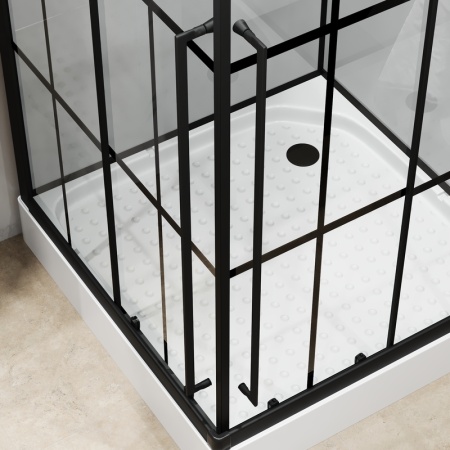 Душевая кабина Niagara Standart ST100/15QL/KL/BKT (100х100х225) низкий поддон(15см),черный,стекло прозрачное,3 места