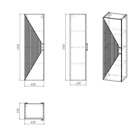 Пенал подвесной "ЛУКСОР-35 см" универсальный, графит матовый