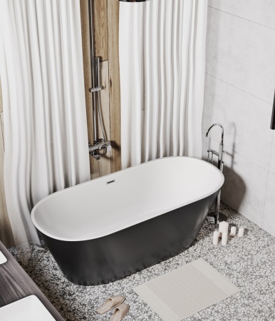 Ванна отдельностоящая Grossman Forta GR-1503MB (170х75х58) цвет черный/белый матовый,1 место