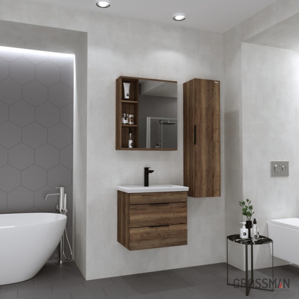 Тумба подвесная Grossman ФОРТА-60 см темный дуб галифакс