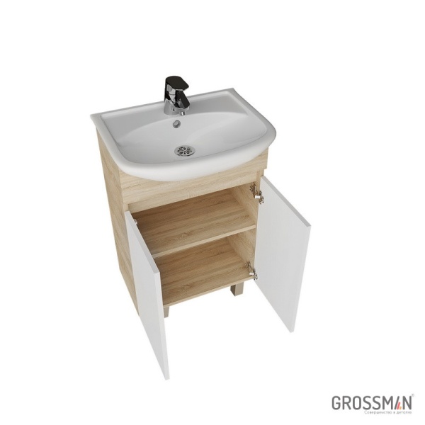 Тумба напольная Grossman ПОЛО-55 см дуб сонома/белая