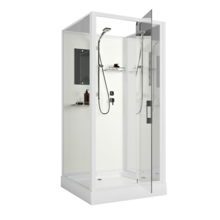 Душевая кабина Niagara Standart ST80/15Q/BK (80х80х200) квадрат,поддон 15см,распашная,проф.белый,без крыши,3 места
