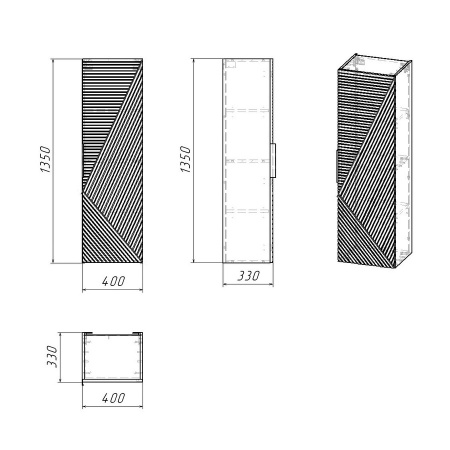 Пенал подвесной "БЛИСС-35 см" универсальный, графит матовый