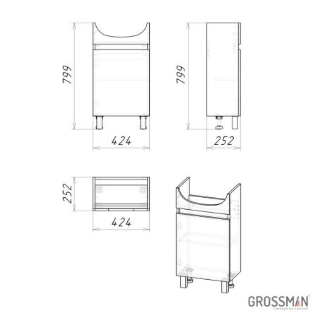 Тумба напольная Grossman ПОЛО-45 см дуб сонома/белая
