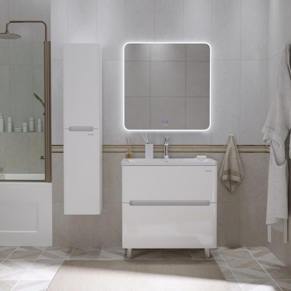 Тумба напольная "АДЕЛЬ-НОРМА-80 см" с 2-я ящ. белый глянец (ум. Aдель-80)