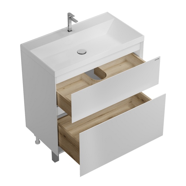 Тумба напольная "МЕРКАДО-80 см" с 2-я ящ. белая матовая (ум. Classica-80)