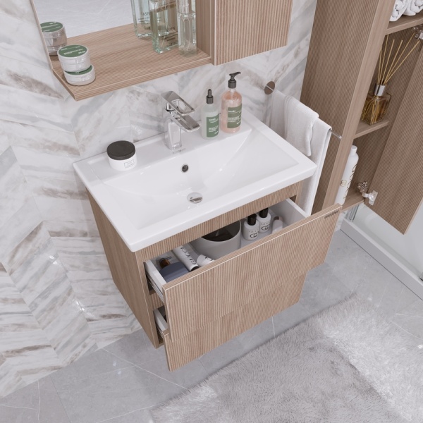 Тумба подвесная "ЮНИТ-60 см" с 2-я ящ. кадена вуд (ум.Фостер-60)