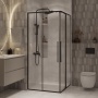 Душевое ограждение Niagara Nova NG-6822-34ВLACK (80х80х195) квадрат,черный матовый,двери раздвижные,стекло прозрачное,1 место