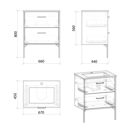Тумба напольная "НЕРО-70 см" с 2-я ящ. альпийский дуб (ум.Модуль-70)