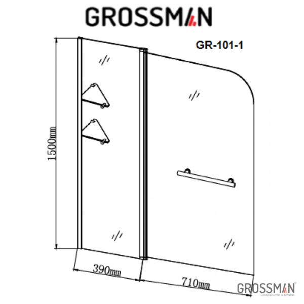 Шторка для ванны Grossman GR-101/1