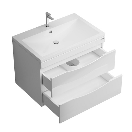 Тумба подвесная "ВИСТА-75 см" с 2-я ящ. белый глянец (ум. Alice-75)