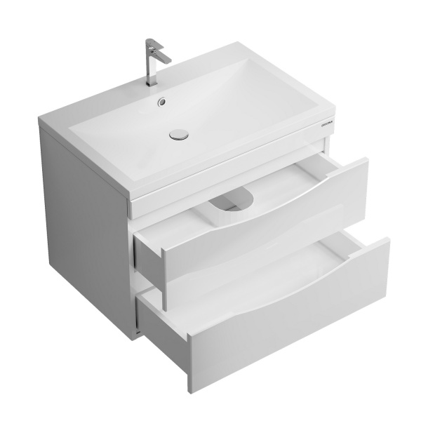 Тумба подвесная "ВИСТА-75 см" с 2-я ящ. белый глянец (ум. Alice-75)