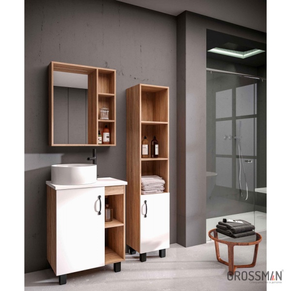 Тумба напольная Grossman ФЛАЙ-60 см дуб сонома/белая