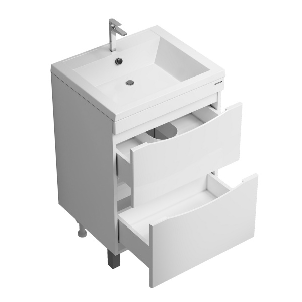 Тумба напольная "ВИСТА-58 см" с 2-я ящ. белый глянец (ум. Alice-58)