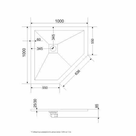 Поддон трапеция GR-S1100100D  Белый