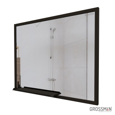 Зеркало Grossman ЛОФТ-90 см с полкой черное