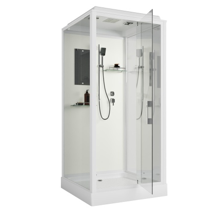 Душевая кабина Niagara Standart ST100/15Q (100х100х215) квадрат,поддон 15см,распашная,проф.белый,3 места