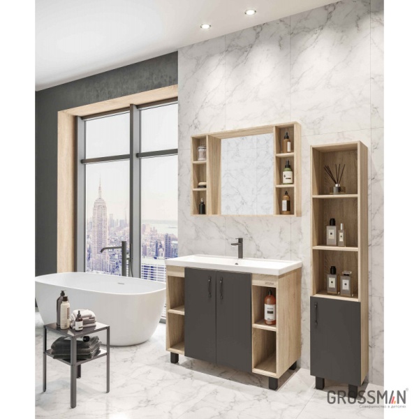 Тумба напольная Grossman ФЛАЙ-100 см дуб сонома/серая