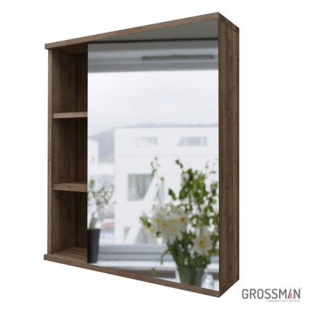 Шкаф-зеркало Grossman ФОРТА-70 см темный дуб галифакс