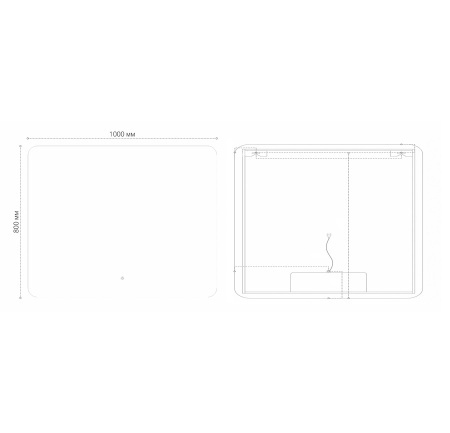 Зеркало ELEGANS-норма BLACK (1000*800*45) LED с сенсорным выключателем и подогревом