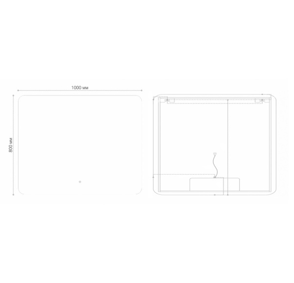 Зеркало ELEGANS-норма BLACK (1000*800*45) LED с сенсорным выключателем и подогревом