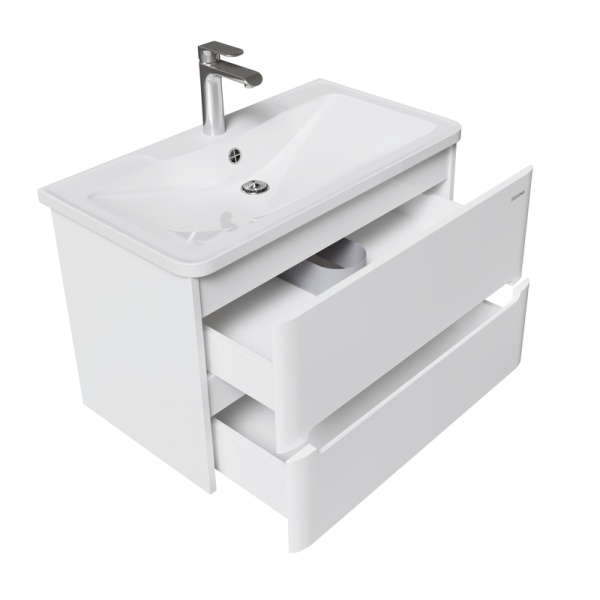 Тумба подвесная "АДЕЛЬ-НОРМА-80 см" с 2-я ящ. белый глянец (ум. Aдель-80)