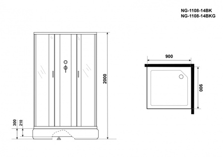 Душевая кабина Niagara NG 1108-14BK Без крыши