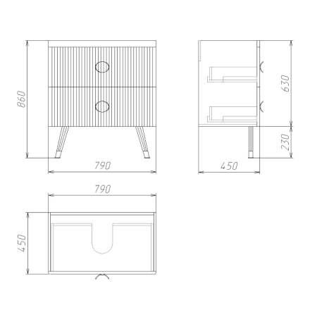 Тумба напольная "АТРИО-85 см" с 2-я ящ. белый глянец (ум.МОДЕРН-85)