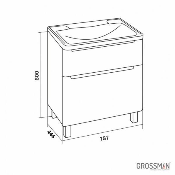 Тумба напольная Grossman АДЕЛЬ-80 см с 2-я ящиками белая